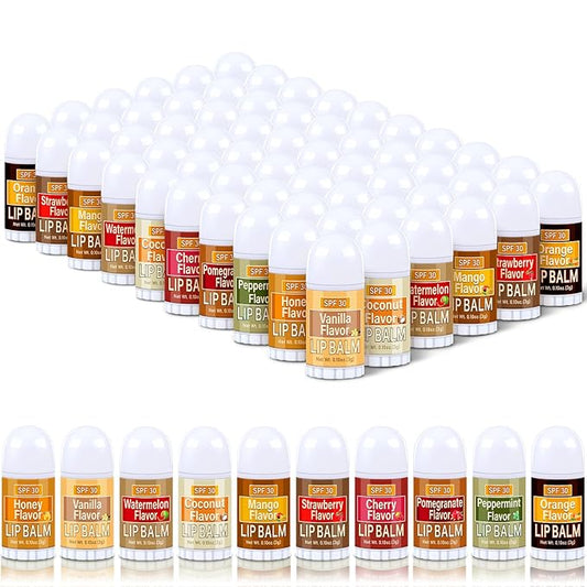 60 Pcs Mini Sunscreen Lip Balms Bulk Spf 30 Lip Balms Sticks with Sunscreen Teacher Nurse Volunteer Employee Appreciation Gifts Bulk Staff Team End of Year Coworkers Gifts for Women Men