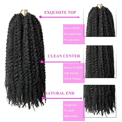 Marley Twist Braiding Hair 24 Inch 8 Packs – Long-Lasting Marley Hair, Fluffy&Tangle-Free Cuban Twist Hair for Braiding, Natural Look Synthetic Spring Afro Kinky Twist Hair Extensions (1B)