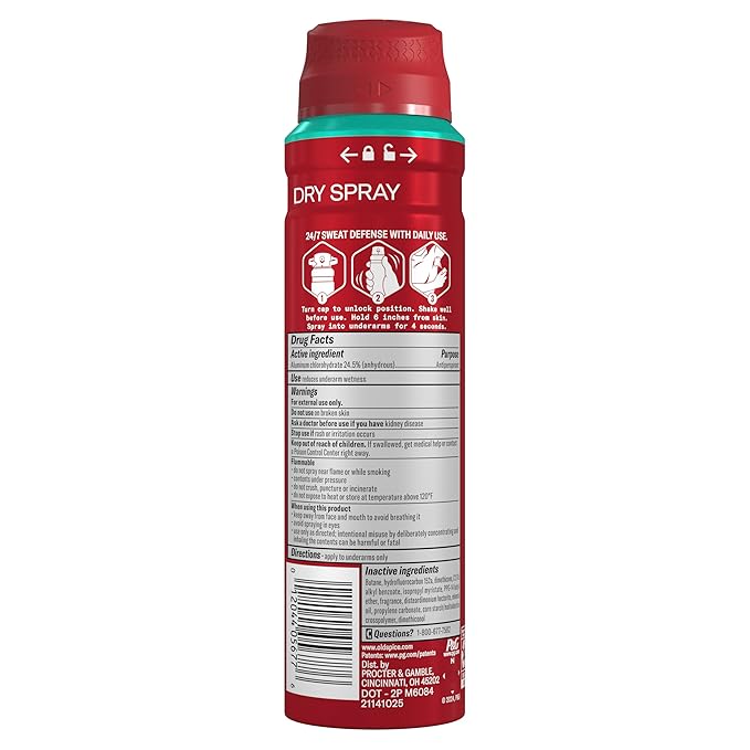 Old Spice Dry Spray Antiperspirant Deodorant for Men, High Endurance, 24/7 Sweat Defense & Odor Protection, 24/7 Freshness & Lasting Scent, Pure Sport Scent, 4.3 oz (Pack of 3)