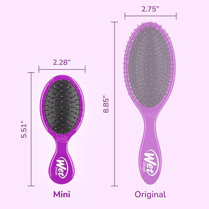 Wet Brush Mini Detangler Hair Brush, Purple, Detangling Travel Hairbrush, Ultra-Soft IntelliFlex Bristles Glide Through Tangles with Ease, Pain-Free, All Hair Types (2 Pack)