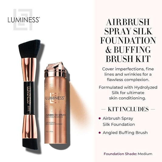 LUMINESS Silk Airbrush Spray Foundation & Buffing Brush - Medium)
