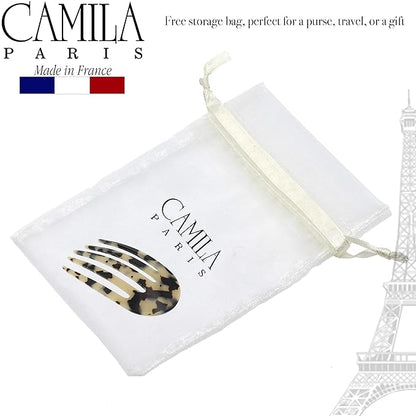 Camila Paris CP3397 French Hair Side Comb Rounded, White Tokyo, Handmade French Twist Hair Combs, Strong Hold Hair Clips for Women Bun Chignon, No Slip Styling Girls Hair Accessories Made in France