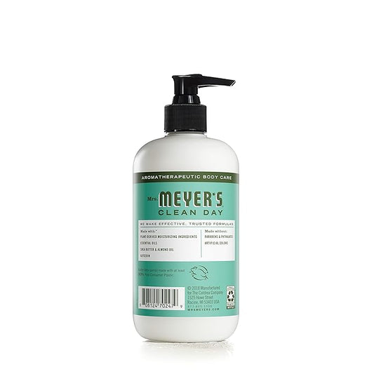 MRS. MEYER'S CLEAN DAY Hand Lotion for Dry Hands, Non-Greasy Moisturizer Made with Essential Oils, Basil, 12 oz
