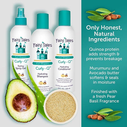 Fairy Tales Curly Q Kids Shampoo - Hydrating for Curly and Multicultural Hair, All Curl Types - Paraben, Sulfate, Gluten, and Nut Free - 32 oz