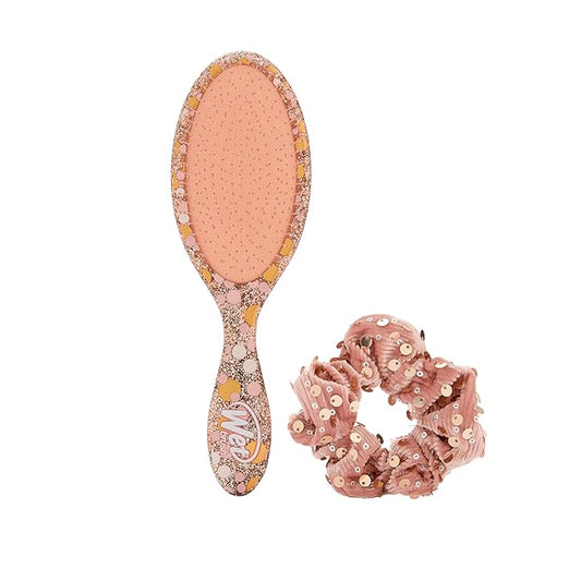 Wet Brush Original Detangler Hair Brush Bejeweled Style Kit - Ultra-Soft IntelliFlex Bristles - Detangling Brush Glides Through Tangles For All Hair Types (Wet Dry & Damaged) - 1 Brush & 1 Scrunchie