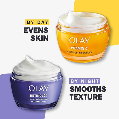 Olay Vitamin C Face Moisturizer, Brightening Cream for Women, Trial Size, Evens Tone, Dark Spot & Hyperpigmentation Reduction, Glowing Skin Care - Niaciniamide, Lactic Acid, 0.5 Oz