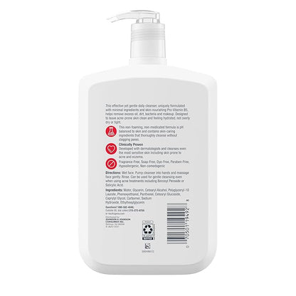 Neutrogena Ultra Gentle Daily Facial Cleanser with Pro-Vitamin B5 for Acne-Prone & Sensitive Skin, Fragrance-Free, Dye-Free, Soap-Free, Paraben-Free & Hypoallergenic Face Wash, 16 fl. oz