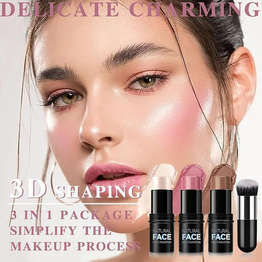 3 Pcs Cream Blush Contour Highlighter Stick for