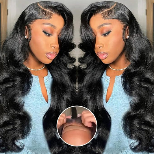 5x5 Hd Lace Closure Glueless Wigs Human Hair Pre Plucked Pre Cut Reay to Wear and Go 100% Raw Human Hair Body Wave Glueless Closure Wig for Women Human Hair Natural Color 20 Inch