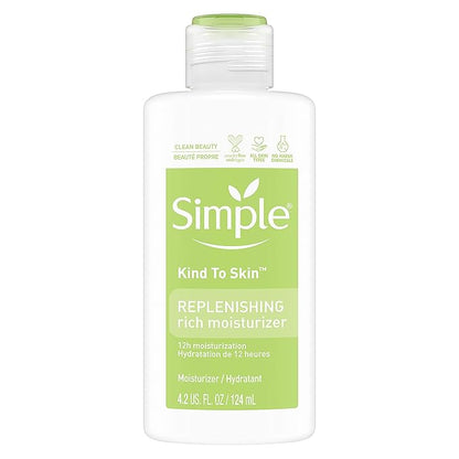 Simple Kind to Skin Face Moisturizer For Sensitive Skin Replenishing Rich 12-Hour Moisturization for All Skin Types 4.2 oz