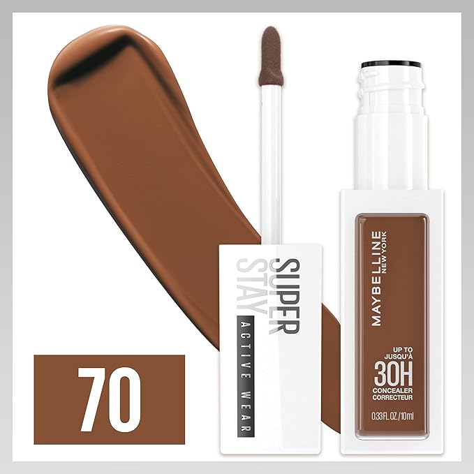 Maybelline Super Stay Liquid Concealer Makeup, Full Coverage Concealer, Up to 30 Hour Wear, Transfer Resistant, Natural Matte Finish, Oil-free, Available in 16 Shades, 70, 1 Count
