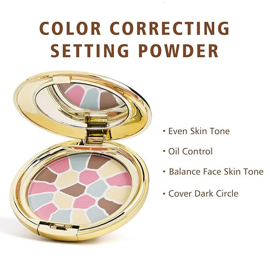 KYDA Color Correcting Pearl Setting Powder, Correct Brightening Pressed Powder
