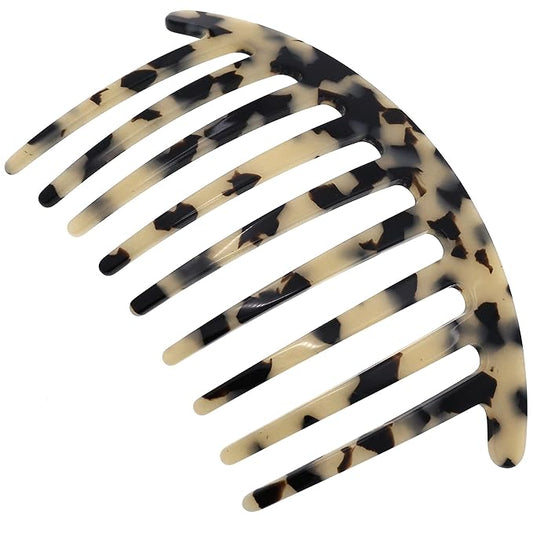 Camila Paris CP3160 French Handmade Side Comb Rounded, White Tokyo, French Twist Hair Combs Decorative, Strong Hold Hair Clips for Women Bun Chignon Up-Do Styling Girls Hair Accessories Made in France