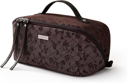 EACHY Travel Makeup Bag,Large Capacity Cosmetic Bags for Women,Waterproof Portable Pouch Open Flat Toiletry Bag Make up Organizer with Divider and Handle