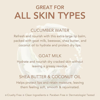 Dionis Goat Milk Skincare Scented Lip Balm, Beeswax, Shea Butter & Coconut Oil Self Care Made in The USA, Cruelty Free, Paraben Free Hydrating Moisturizer for Chapped Lips, Cucumber Water, 0.28oz, 6pk