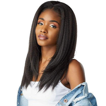 Sensationnel Curls Kinksandco Half Wig - Alpha Woman Synthetic Instant Weave Updo Full Cap for Natural 3C to 4C Hair Textures (1 JETBLACK)