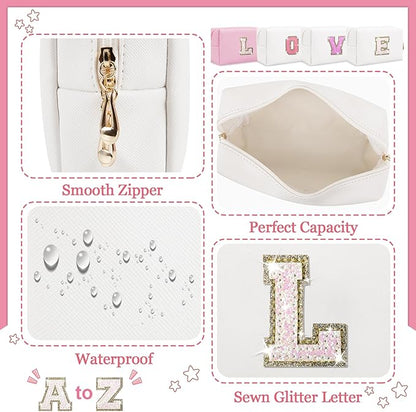 Initial letter patch makeup bag,