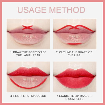 12 Colors Matte Lip Liner/Lipstick Set,One Step Lips Long