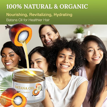 Dr. Sebi 100% Natural, Unrefined and Organic Batana Oil from Honduras for Hair Growth - Enhances Hair Thickness, Prevents Loss for Men & Women