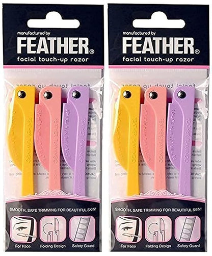 Feather Flamingo Facial Touch-up Razor (3 Razors X 2 Pack)