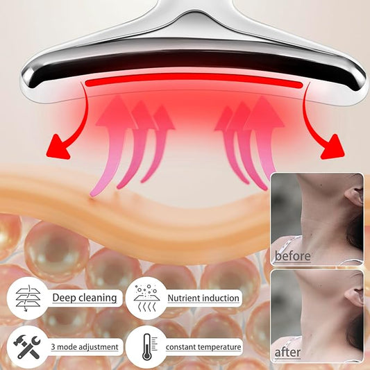 JURP Face and Neck Massager, 3 Color Led Face Neck Massager, Multifunctional Facial Skin Care Tool, Ideal for Home Skin Care