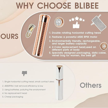 Facial Hair Removal for Women, Rechargeable Hair Removal Device, Painless Face Electric Razor/Shaver for Lip, Arms, Face, Peach Fuzz(Blush)