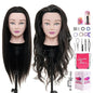 Neverland Beauty Mannequin Head with 80% Real Human Hair, 26 Inch Cosmetology Mannequin Doll Head for Hair Styling, Training Practice Braiding Manikin Head with Table Clamp, Hair Styling Set #1B