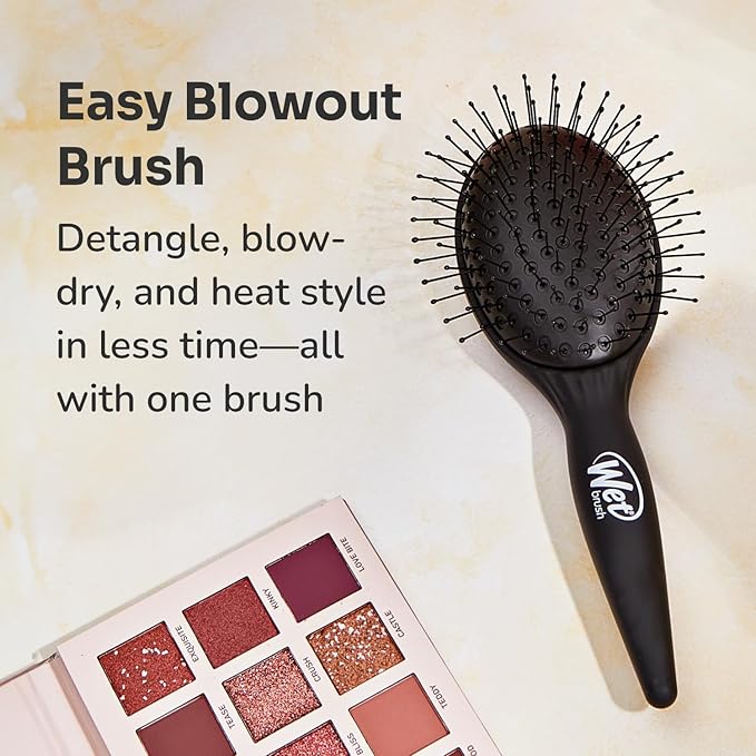 Wet Brush Easy Blowout Detangling Hair Brush, Black, Edgeless HeatFlex Bristles for Blow Dry, Ergonomic Soft-Touch Handle, Maximum Volume, Ceramic Coating Pad Smooths & Straightens (Pack of 2)
