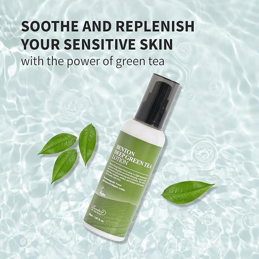 BENTON Deep Green Tea Face Moisturizer 4.05 fl.oz | Hydrating Korean Green Tea Face Lotion | Soothing & Refreshing Moisturizer for Acne Prone Skin