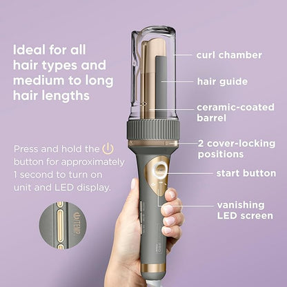 INFINITIPRO by CONAIR Curl Secret Automatic Curling Iron - 1 1/4-inch Barrel - Hair Curler for All Hair Types and Medium to Long Hair Lengths - Dual Voltage for Worldwide Travel