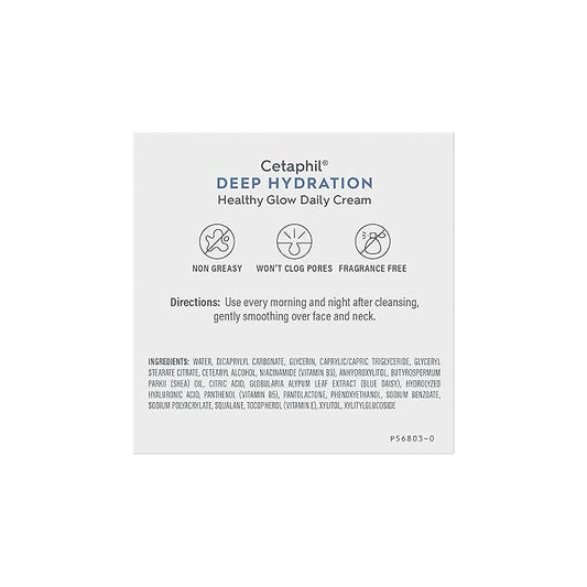 Cetaphil Deep Hydration Healthy Glow Daily Face Cream, 1.7 oz, 48 Hour Dry Skin Face Moisturizer for Sensitive Skin, With Hyaluronic Acid, Vitamin E & Vitamin B5