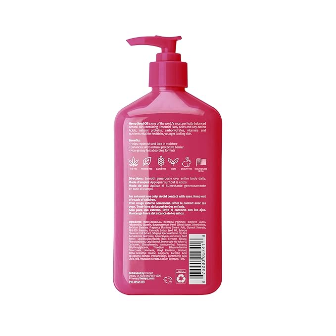Hempz Brazilian Berry Beauty Actives Lotion, Hydrating Moisturizer for Body, Hands and Feet 17 oz.
