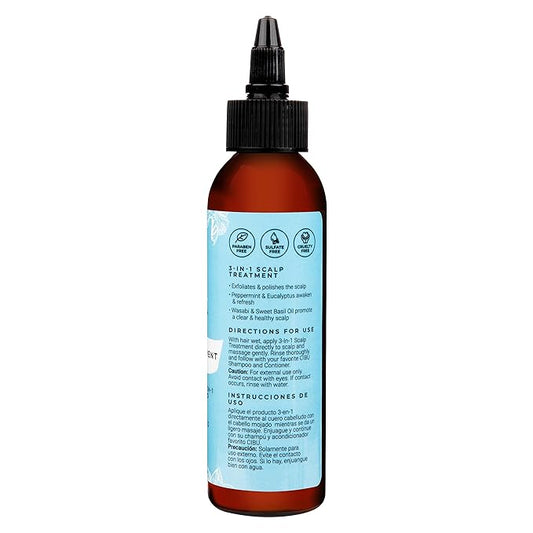 Cibu 3-in-1 Scalp Treatment - Soothing Peppermint Herbal Rinse - Advanced Care Hair and Exfoliating Scalp Treatment - 3.8oz