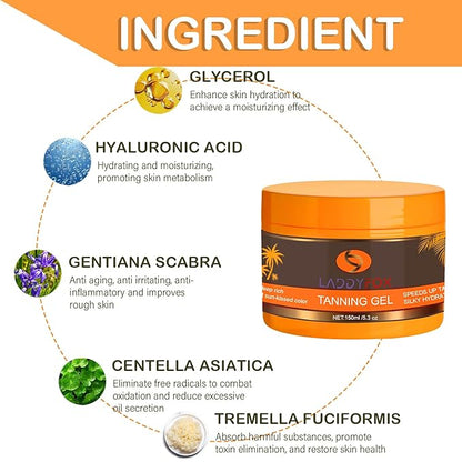 5.3Oz Luxury Intensive Tanning Gel, Natural Tanning Accelerator Cream Gel, Tanning Gel for Outdoor Sun and Sunbed