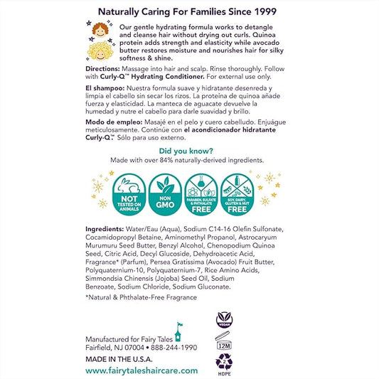 Fairy Tales Curly Q Kids Shampoo all Types of Curly Hair - Hydrating Hair Shampoo- Paraben , Sulfate , Gluten and Nut Free - 12 oz