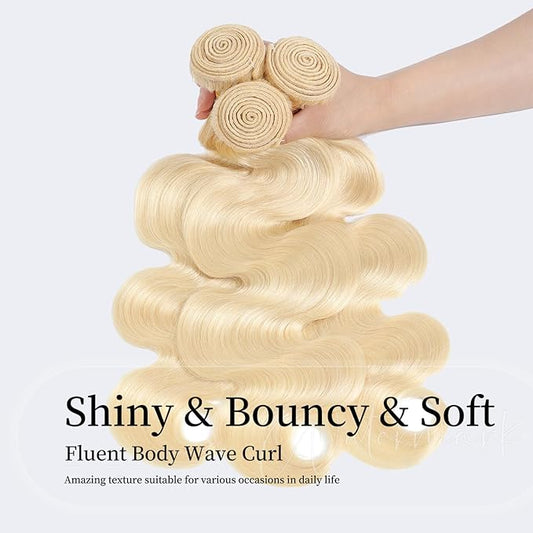613 Blonde Body Wave Bundles Human Hair 22Inch 16A Brazilian Virgin Remy Unprocessed Hair Weave Sew In Human Hair Extensions for Women