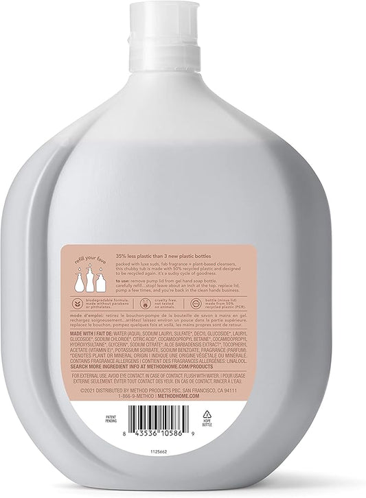 Method Premium Gel Hand Soap Refill, Vanilla + Raspberry, Recyclable Bottle, Biodegradable Formula, 34 fl oz (Pack of 4) (Packaging May Vary)