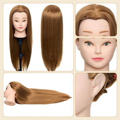 Neverland Beauty Mannequin Head, 24 Inch Cosmetology Doll for Hair Styling, Training Practice Braiding With Table Clamp and DIY Styling Set #27