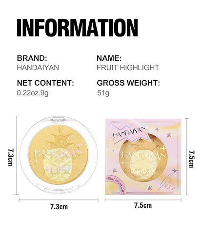 Cream Highlighter Compact, Highly Pigmented Glitter Powder Makeup, Face