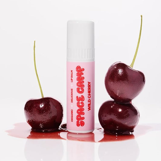 Space Camp Wellness Jumbo Lip Balm - Wild Cherry Organic Flavored Balm (2 Pack)