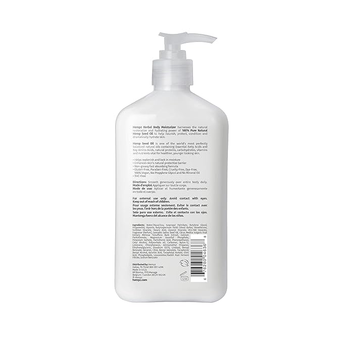 HEMPZ Body Lotion - Pink Citron & Mimosa Flower Daily Moisturizing Cream, Shea Butter Hand and Body Moisturizer - Hemp Extract Lotion - Skin Care Products, Pure Organic Hemp Seed Oil - 17 Fl Oz