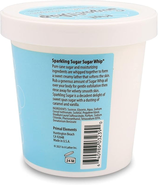 Primal Elements Scrub Exfoliating Whip, Body & Face Cleanser for Silky Smooth, Moisturize All Skin Types, 10 Oz, Sparkling Sugar, 10 Fl Oz