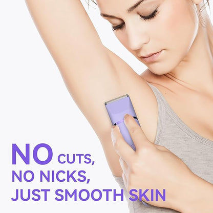 Electric Razors for Women - 4 in 1 Bikini Trimmer for Women, Waterproof Body Pubic Shaver for Womens Wet & Dry Use, Replaceable Facial & Nose Hair Trimmer, Rechargeable Hair Removal Kit, Purple