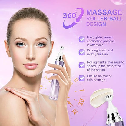 Caffeine Eye Cream for Dark Circles Under Treatment Eye Serum for Wrinkles Fine Lines, Retinol Under Cream for Puffiness and Bags with 360° Massage Roller-Ball