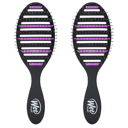 Wet Brush Refresh and Extend Speed Dry Black Detangling Hair Brush -Vented Design Ultra Soft HeatFlex Bristles Are Blow Dry Safe -Removes Dirt Excess Oils & Impurities-Charcoal Bristles (Pack of 2)