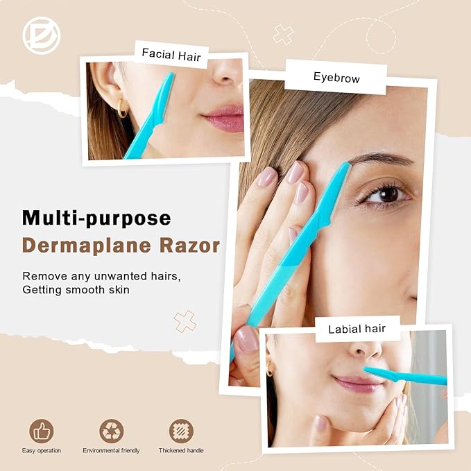 D 21 PCS Eyebrow Razor,Dermaplane Razor,Face Razors for Women and Men,Dermaplaning Tool for Face,3 Colors Facial Hair Shavers with Precision Cover,Facial Hair Remover for Women,Eyebrow Hair Trimmers