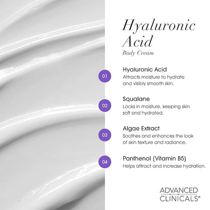 Advanced Clinicals Retinol Body Cream + Hyaluronic Acid Moisturizer 2pc Skincare Set | Face Cream & Body Lotion For Women & Men Helps Improve Appearance Of Crepey Skin, Dry Skin, & Wrinkles, 2pc