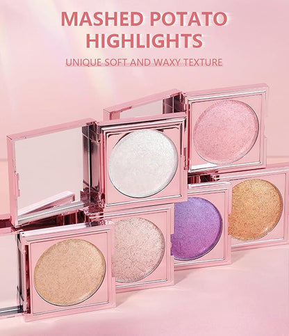 MAEPEOR Face Highlighter Palette 8 Colors Smooth Shimmer (08 Purple)