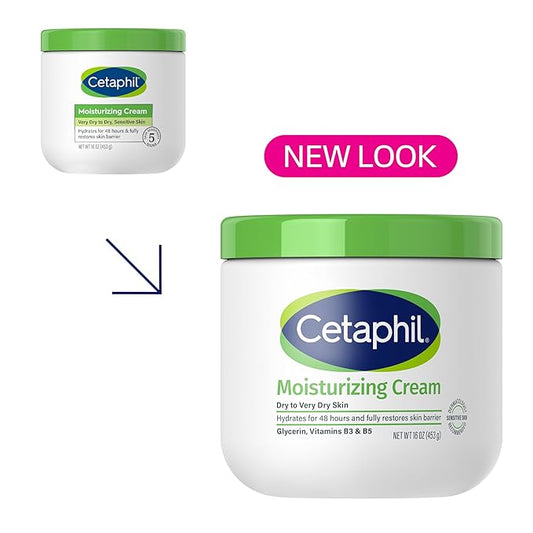 Cetaphil Face & Body Moisturizer, Hydrating Moisturizing Cream for Dry to Very Dry, Sensitive Skin, NEW 16 oz 2 Pack, Fragrance Free, Non-Comedogenic, Non-Greasy