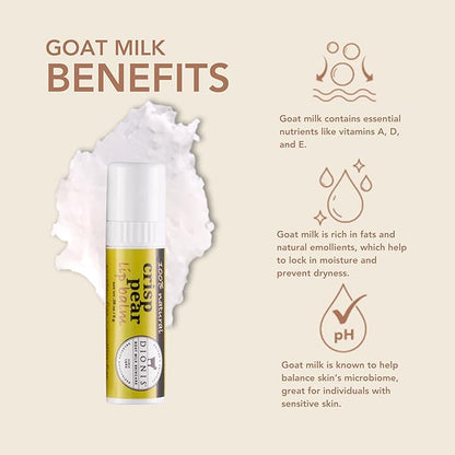 Dionis Goat Milk Skincare Scented Lip Balm, Beeswax, Shea Butter & Coconut Oil Self Care Made in The USA, Cruelty Free, Paraben Free Hydrating Moisturizer for Chapped Lips, Crisp Pear, 0.28oz, 6pk